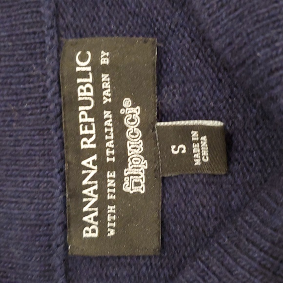 Banana Republic cashmere blend Navy Sweater with Tie Sleeve Details Size S EUC - Picture 6 of 8